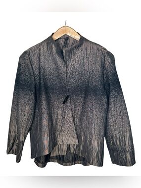 IC By Connie K Crinkle Jacket Topper Iridescent Shimmer Size Large Brown Black